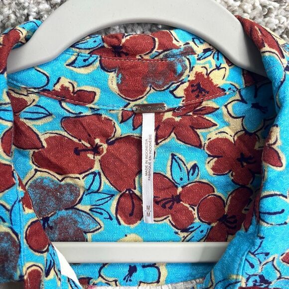 Free People Top Women’s M Brunch A Bunch Long Sleeve Button Down Front Tunic Blo - Picture 3 of 6